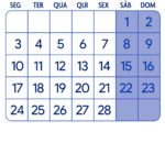 Calendario Fevereiro 2025 Azul Marinho