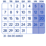 Calendario Julho 2025 Azul Marinho