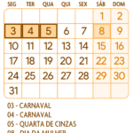 Calendario Marco 2025 Laranja