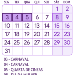 Calendario Marco 2025 Roxo