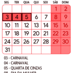 Calendario Marco 2025 Vermelho