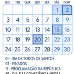 Calendario Novembro 2025 Azul