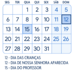 Calendario Outubro 2025 Azul