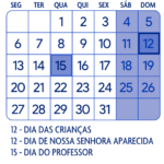 Calendario Outubro 2025 Azul Marinho