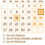 Calendario Outubro 2025 Laranja