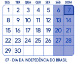 Calendario Setembro 2025 Azul Marinho