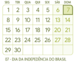 Calendario Setembro 2025 Verde