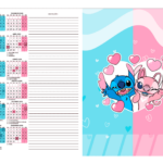 Calendario do Kit Festa Stitch e Angel