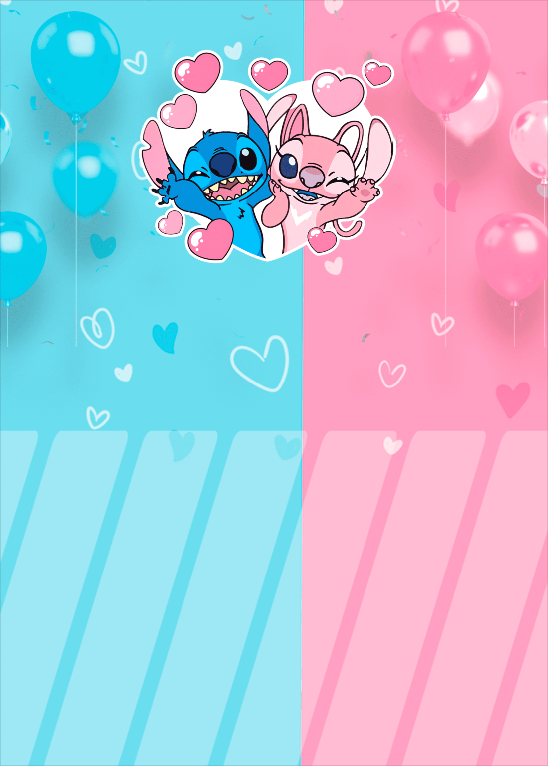 Convite Impresso Stitch e Angel - Fazendo a Nossa Festa