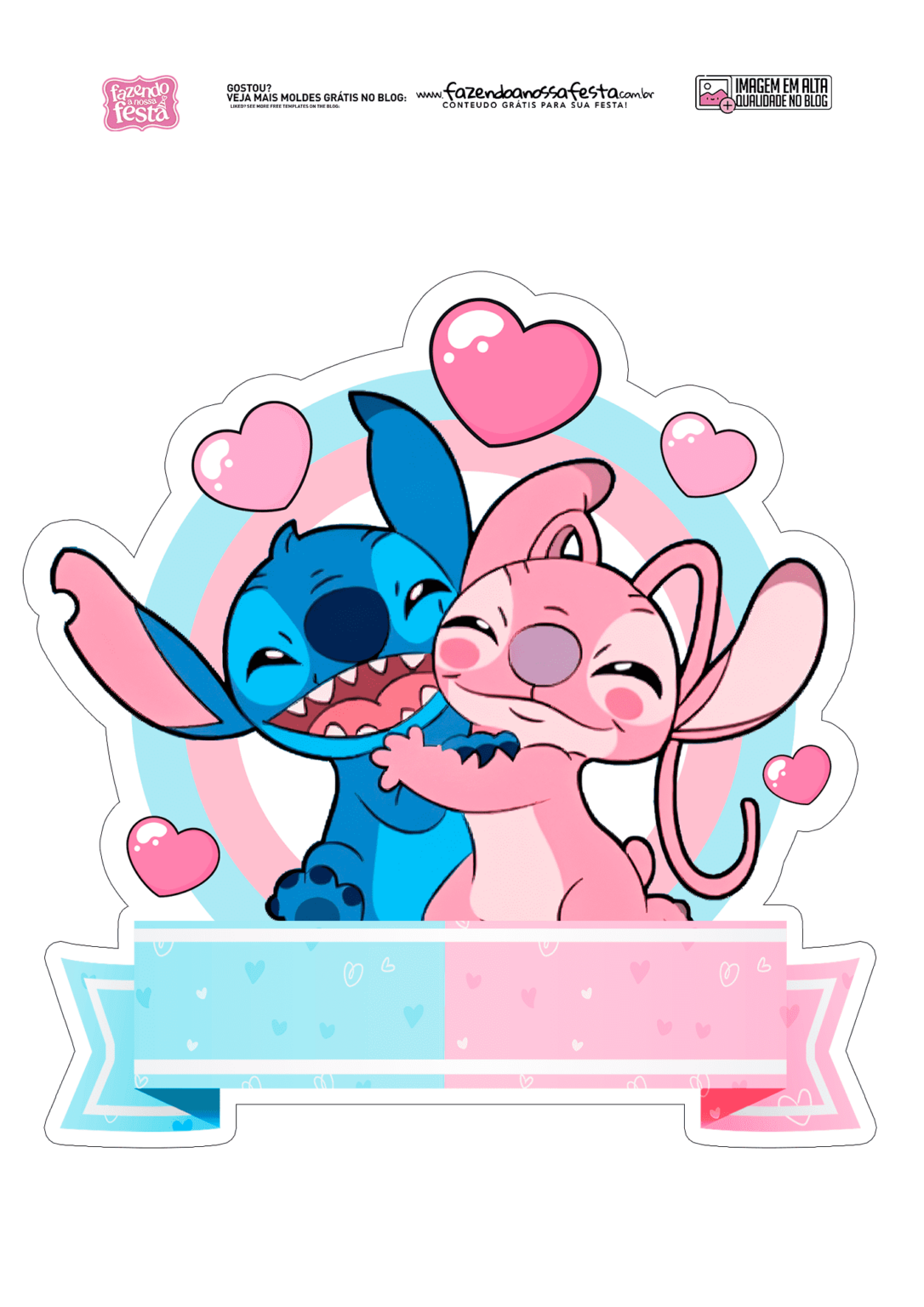 Topo de Bolo Stitch e Angel - Fazendo a Nossa Festa