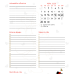 Calendario Mensal Abril Planner Minnie 25