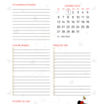 Calendario Mensal Janeiro Planner Minnie 25