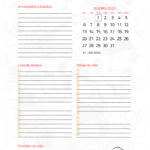 Calendario Mensal Janeiro Planner Snoopy