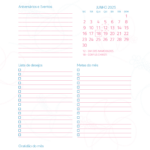 Calendario Mensal Junho Planner Stitch e Angel 2025