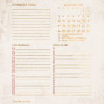 Calendario Mensal Novembro Planner Harry Potter 25