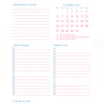 Calendario Mensal Outubro Planner Stitch e Angel