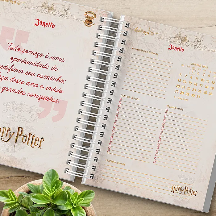 Capa do Mes e Calendario com Informacoes Planner Harry Potter