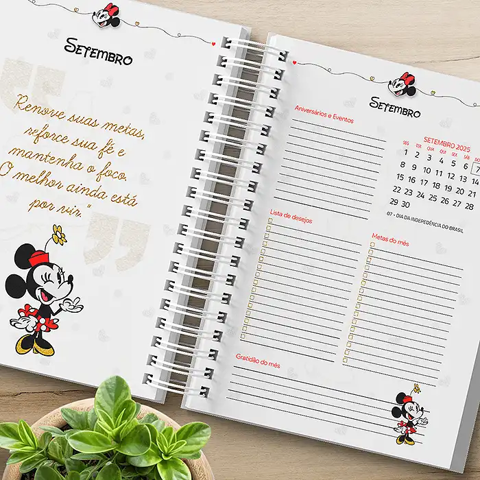 Capa do Mes e Calendario com Informacoes Planner Minnie