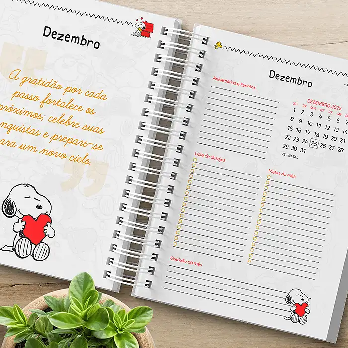 Capa do Mes e Calendario com Informacoes Planner Snoopy