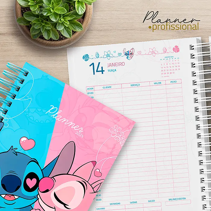 Exemplo Planner Profissional Stitch e Angel