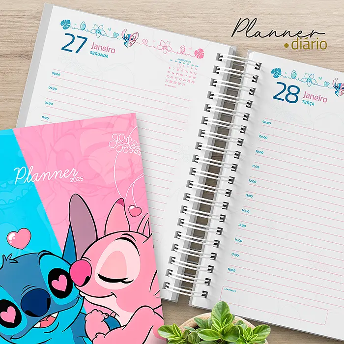 Modelo Planner diario Stitch e Angel