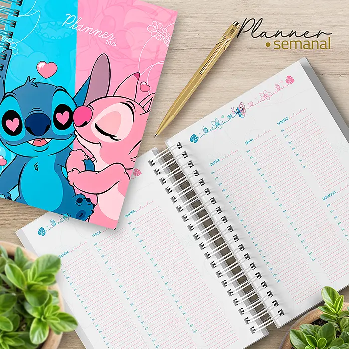 Modelo Planner semanal Stitch e Angel