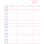 Pagina Agenda Clientes Agosto Planner Stitch e Angel