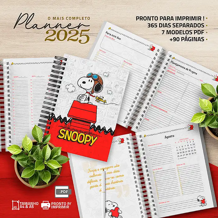 Planner Snoopy 2025 para Imprimir