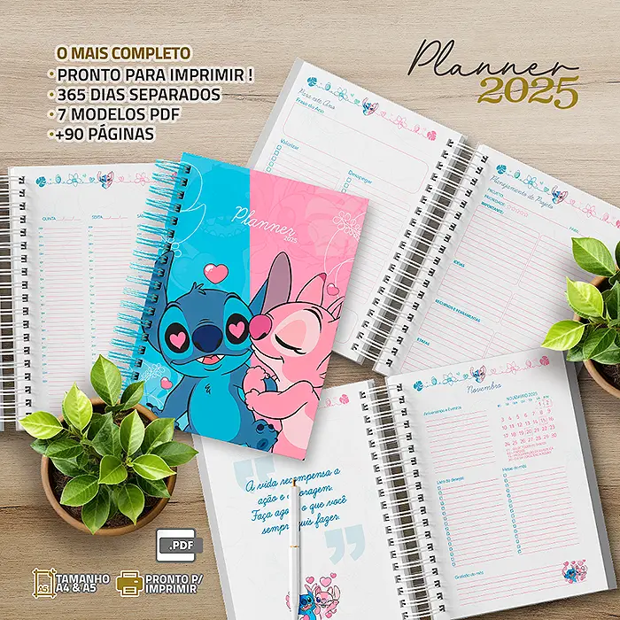 Planner Stitch e Angel 2025