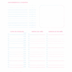 Calendario Mensal Permanente Agosto Planner Colorido 2026