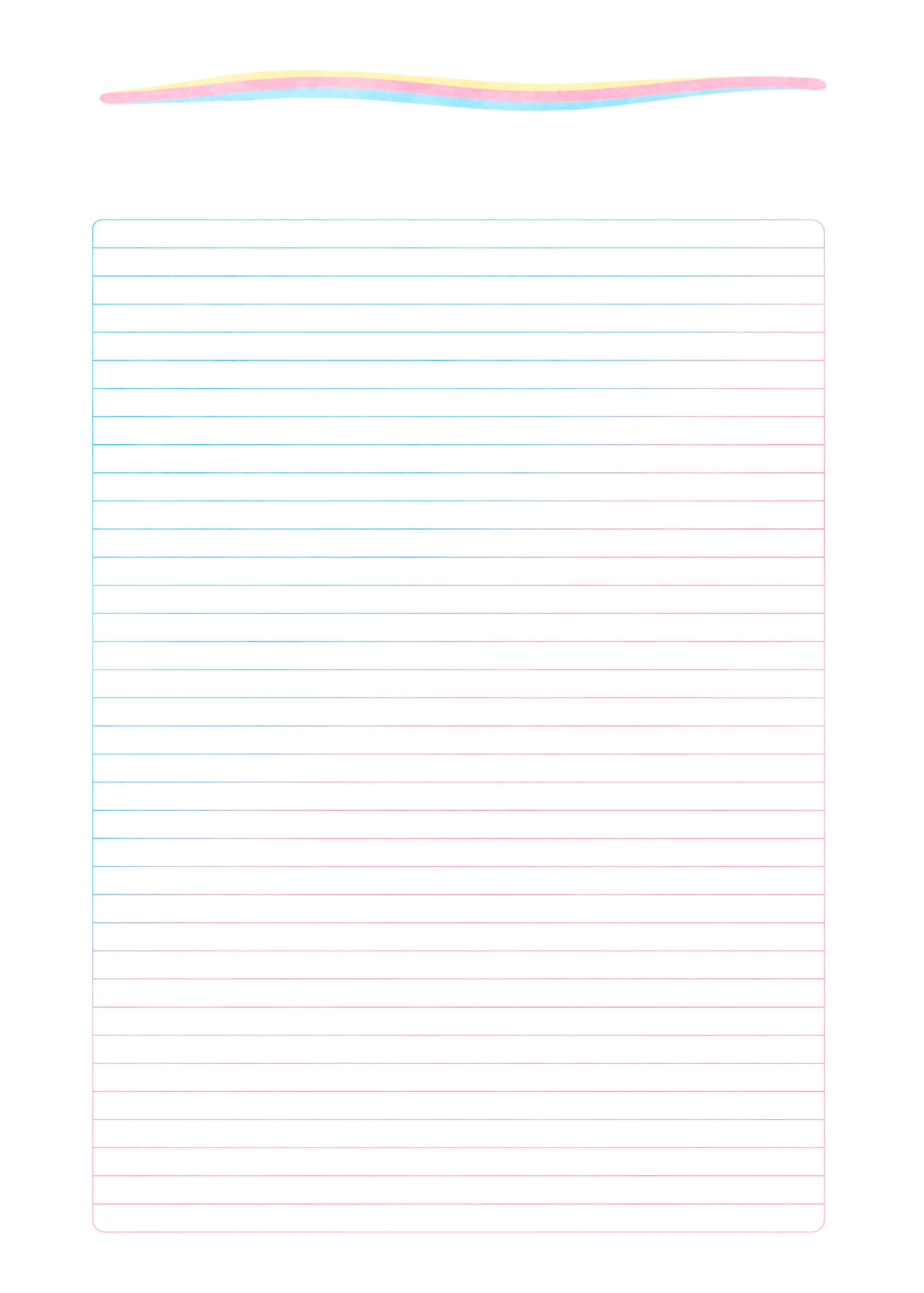 Pagina em Branco Listada Planner Colorido 2026