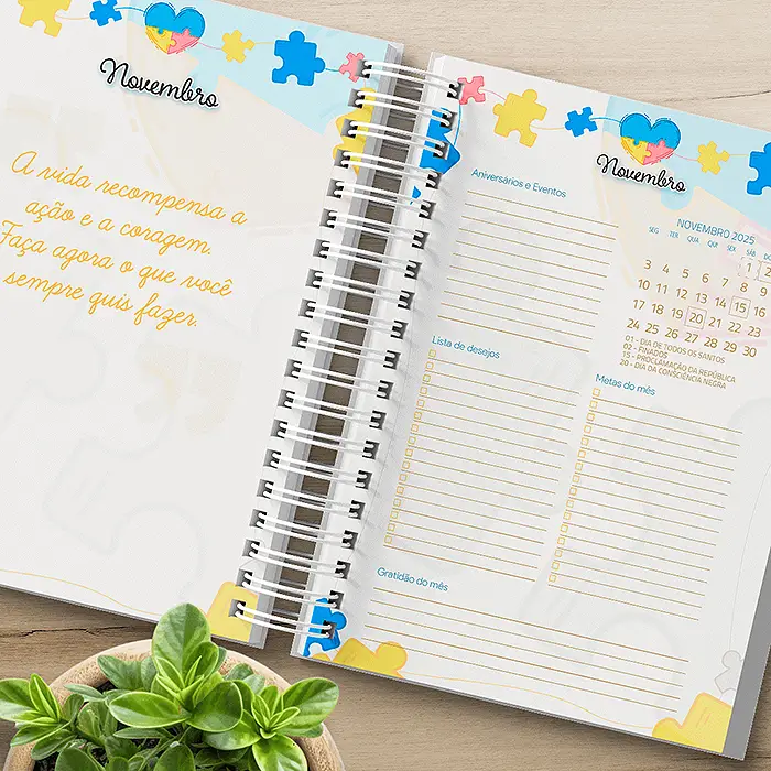 Planner Autismo 2025 Capa do Mes e Calendario com Informacoes