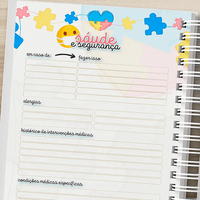 Planner Autismo 2025 Detalhes da Pagina de Tarefas Diarias