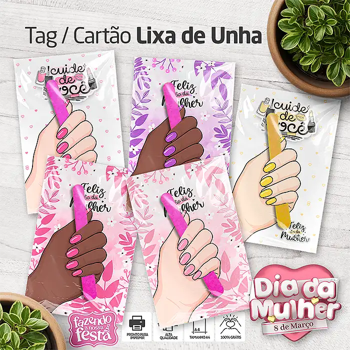 Cartão para Lixa Dia da Mulher – Grátis para Imprimir