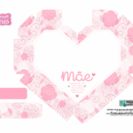 Caixa Coracao Dia das Maes Rosa Frente para Imprimir