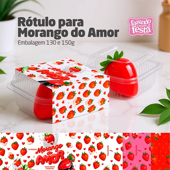 rotulo para embalagem de morango do amor