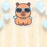 Capivara Menino Convite Impresso Horizontal