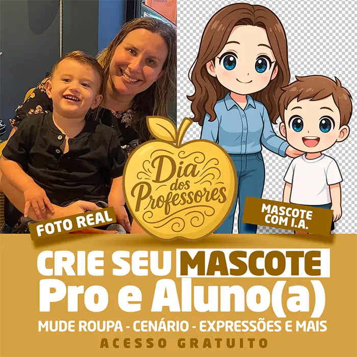 Crie seu Mascote de Dia dos Professores com I.A. – um presente único e emocionante para homenagear quem transformou sua vida. Crie seu Mascote de Dia dos Professores com I.A. – um presente único e emocionante para homenagear quem transformou sua vida.