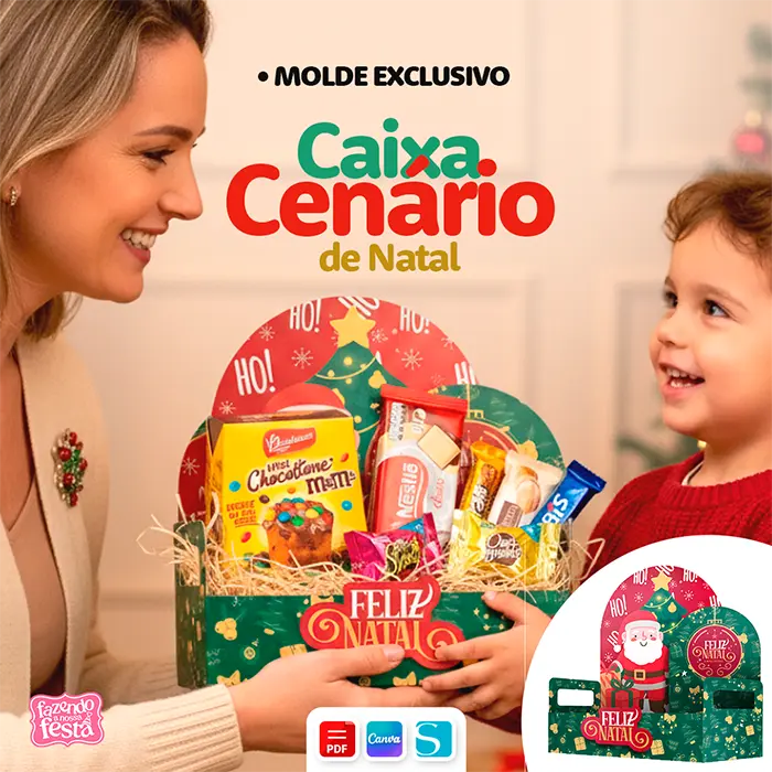 Caixa Cenário de Natal para Imprimir