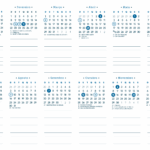 Calendario 2026 A4 Horizontal Azul