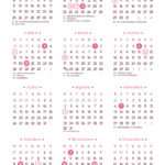 Calendario 2026 A4 Rosa