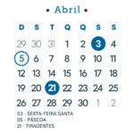 Calendario 2026 Azul Abril