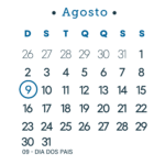 Calendario 2026 Azul Agosto