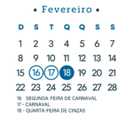 Calendario 2026 Azul Fevereiro