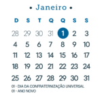 Calendario 2026 Azul Janeiro