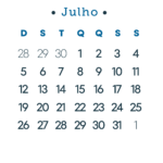 Calendario 2026 Azul Julho