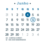 Calendario 2026 Azul Junho