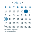 Calendario 2026 Azul Maio