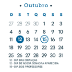 Calendario 2026 Azul Outubro