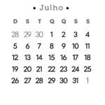 Calendario 2026 Julho